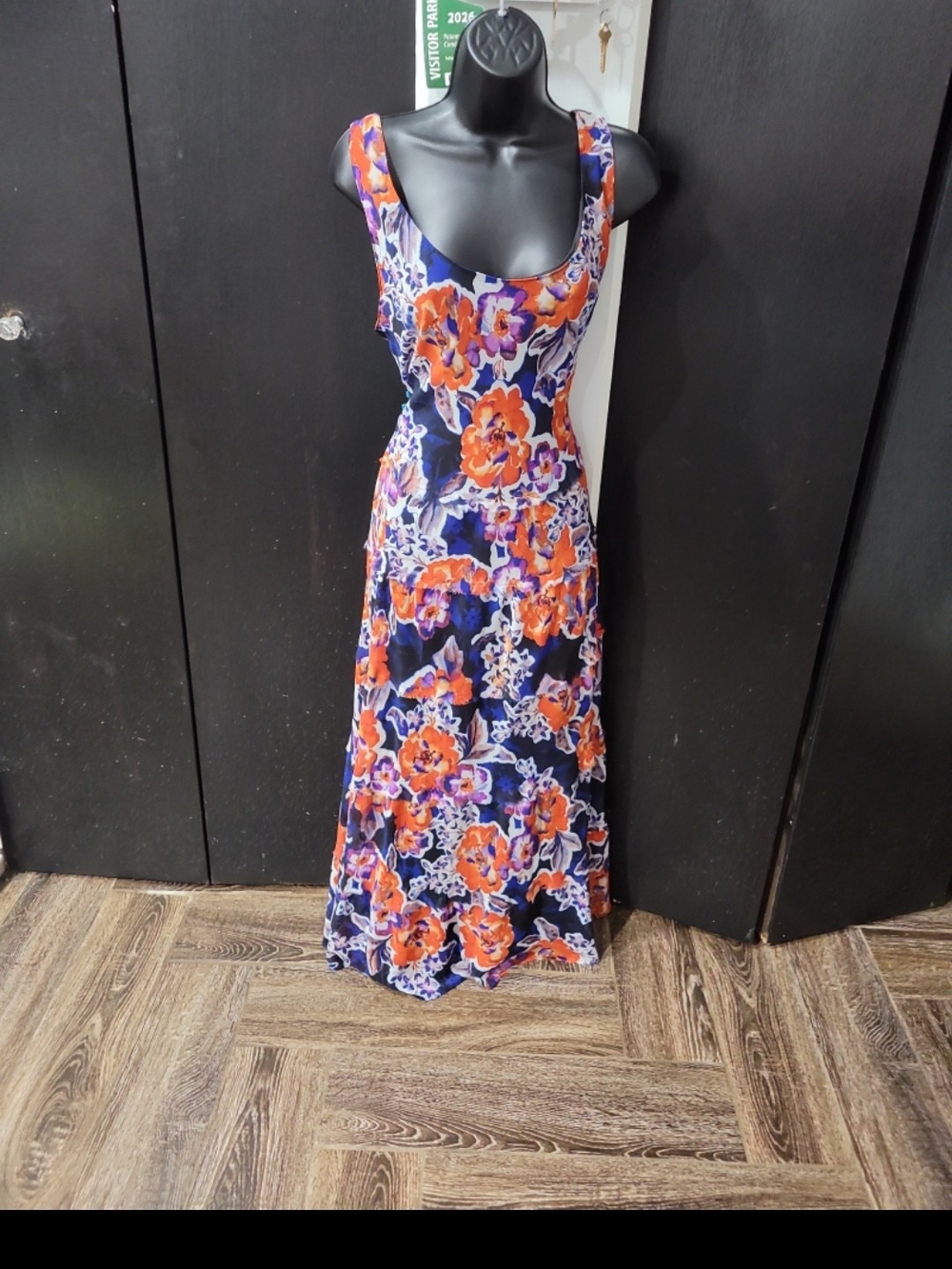Floral Scoop Neck Maxi Dress in Orange and Purple